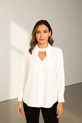 Λευκό Πουκάμισο Σατέν με ιδιαίτερο Γιακά