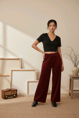 Βαμβακερό παντελόνι με τσέπες Μονόχρωμο Μπορντό σε Άνετη γραμμή