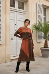 Boho Φόρεμα με Πλεκτή Δαντέλα και Κολιέ