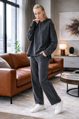 Σετ φόρμας Μονόχρωμο Γκρι σκούρο Βαμβακερό σε Άνετη γραμμή