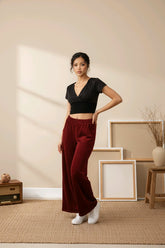 Βαμβακερό παντελόνι με τσέπες Μονόχρωμο Μπορντό σε Άνετη γραμμή