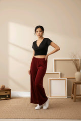 Βαμβακερό παντελόνι με τσέπες Μονόχρωμο Μπορντό σε Άνετη γραμμή