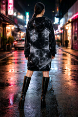 Μακριά ζακέτα Δίχρωμο Μαύρο Βαμβακερό σε Άνετη γραμμή