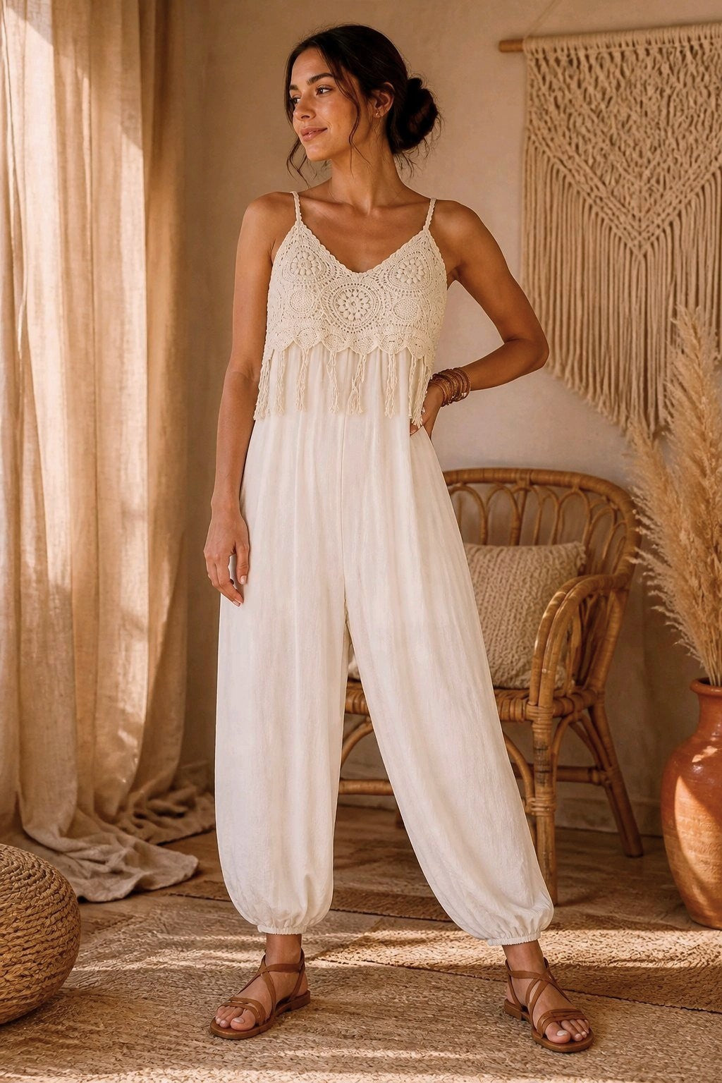 Ολόσωμη Φόρμα με Crochet Μπούστο & Κρόσσια