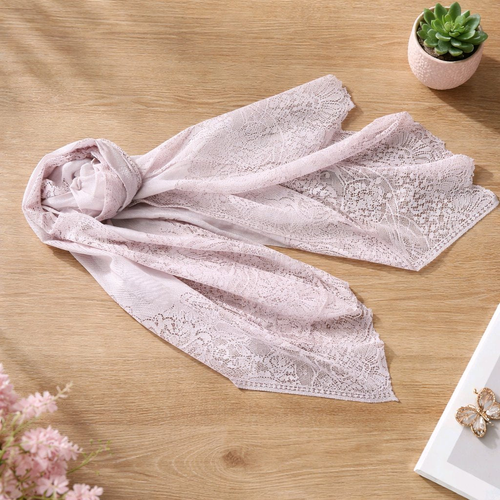 Γυναικεία Εσάρπα Δαντέλα 170x80cm - Απαλό Ροζ