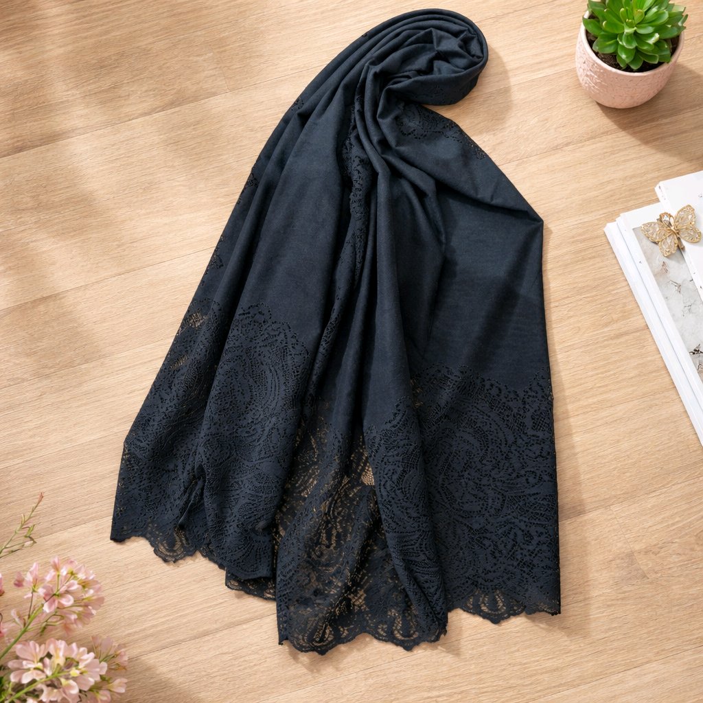 Γυναικεία Εσάρπα Δαντέλα 170x80cm - Μαύρη