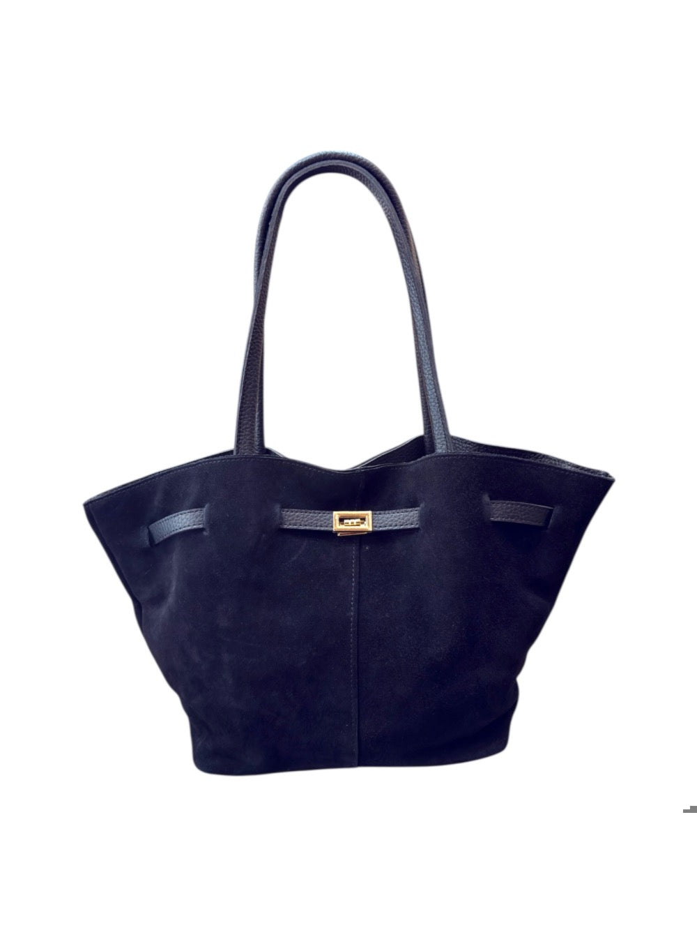 Τσάντα Ώμου Μαύρη από Σουέτ Δέρμα