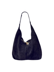 Τσάντα Ώμου Μαύρη από Σουέτ Δέρμα