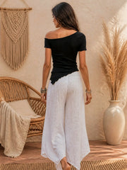 Ασύμμετρη Off-Shoulder Μπλούζα με Δέσιμο