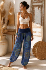 Boho Παντελόνα 100% Βισκόζη με Mandala Print & Ελαστική Μέση