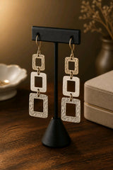 Geo Texture Silver Earrings