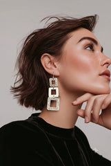 Geo Texture Silver Earrings