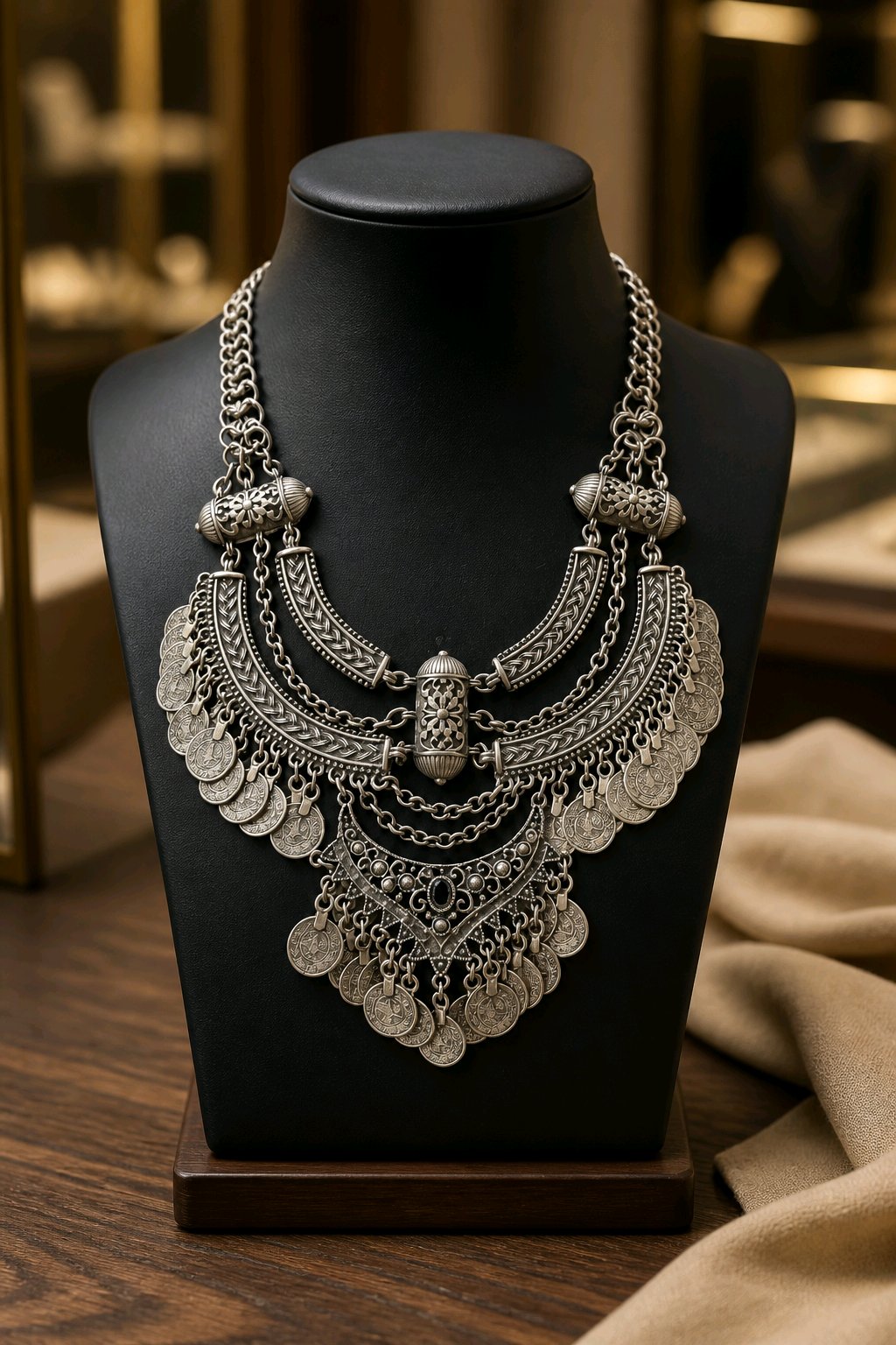 Statement Κολιέ Ethnic Silver