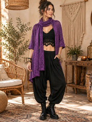 Boho Πλεκτή Ζακέτα με Ενσωματωμένο Wrap Scarf