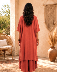 Μακρύ Boho Κιμονό με Raw Τελείωμα