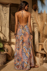 Ασύμμετρο Maxi Φόρεμα από 100% Βισκόζη με Open Back