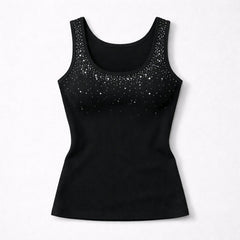 Rib Αμάνικη Μπλούζα με Διακοσμητικά Strass