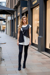 Μπλουζάκι Κοντομάνικο Λευκό με Αποσπώμενο Μαύρο Γιλέκο