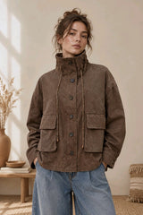 Oversized Soft Denim Jacket 100% Cotton με Utility Τσέπες