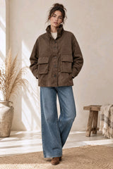 Oversized Soft Denim Jacket 100% Cotton με Utility Τσέπες