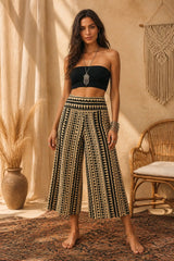 Παντελόνα Crop Ethnic σε Μπεζ & Μαύρο