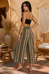 Παντελόνα Crop Ethnic σε Μπεζ & Μαύρο