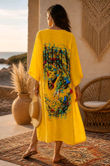 Maxi Kimono από Βισκόζη με Καλλιτεχνικό Horse Print