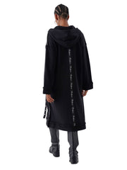 Ζακέτα φούτερ με σκισίματα Δίχρωμο Μαύρο Βαμβακερό σε Άνετη γραμμή