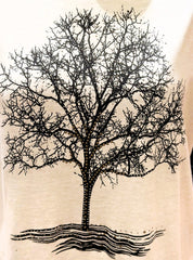 Βαμβακερό T-Shirt με Print Δέντρο & Τρουκς – Ασύμμετρο Μήκος