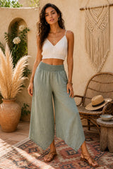 Boho Βαμβακερή Παντελόνα με Τσέπες