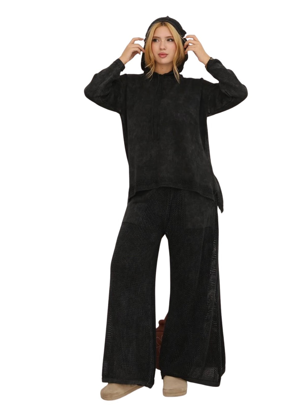 Γυναικείο σετ Μπλούζα - Παντελόνι 100% βαμβάκι Μαύρο