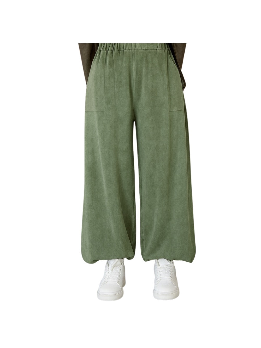 Παντελόνι 100% βαμβάκι με λάστιχο Λαδί