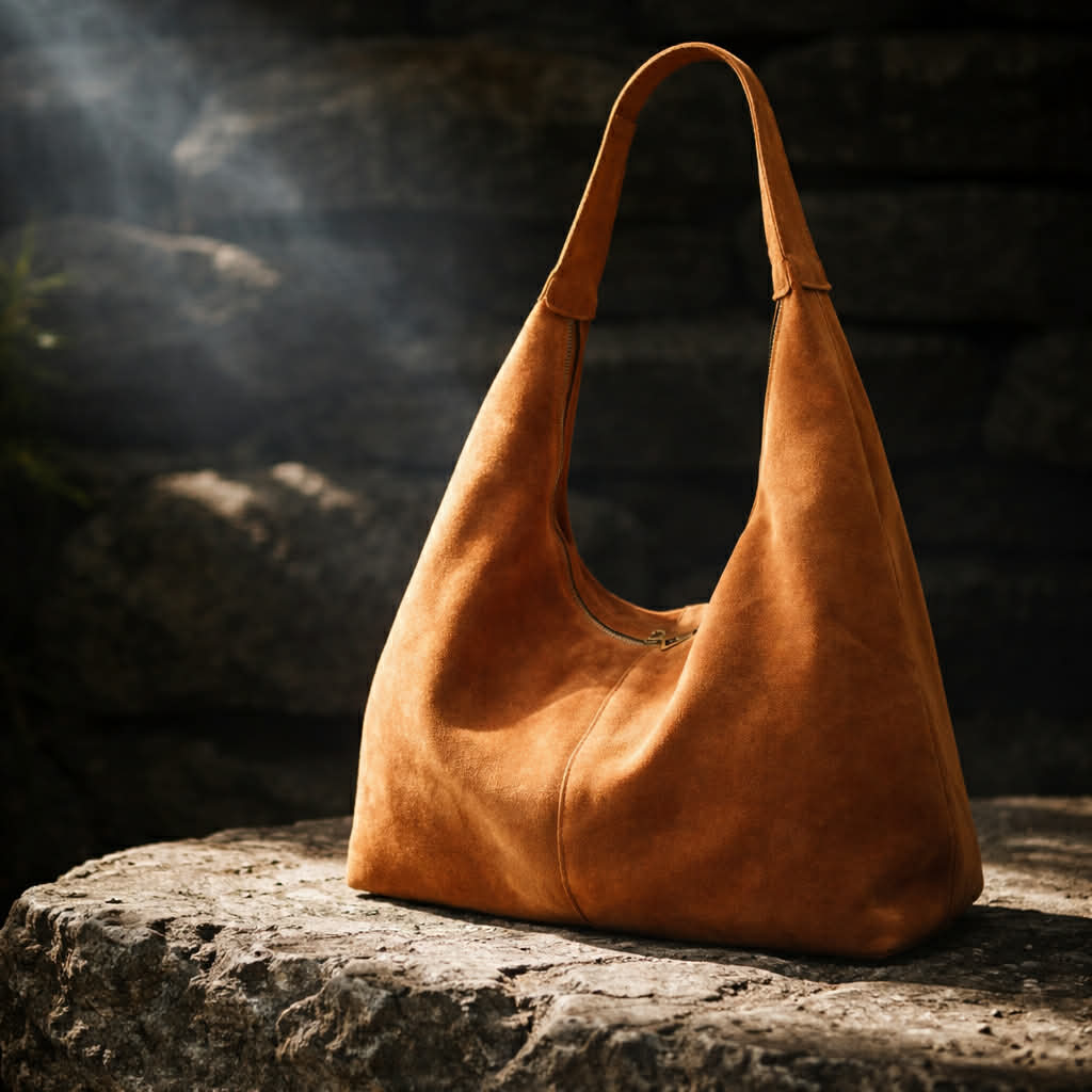 Τσάντα Ώμου Ταμπά από Σουέτ Δέρμα