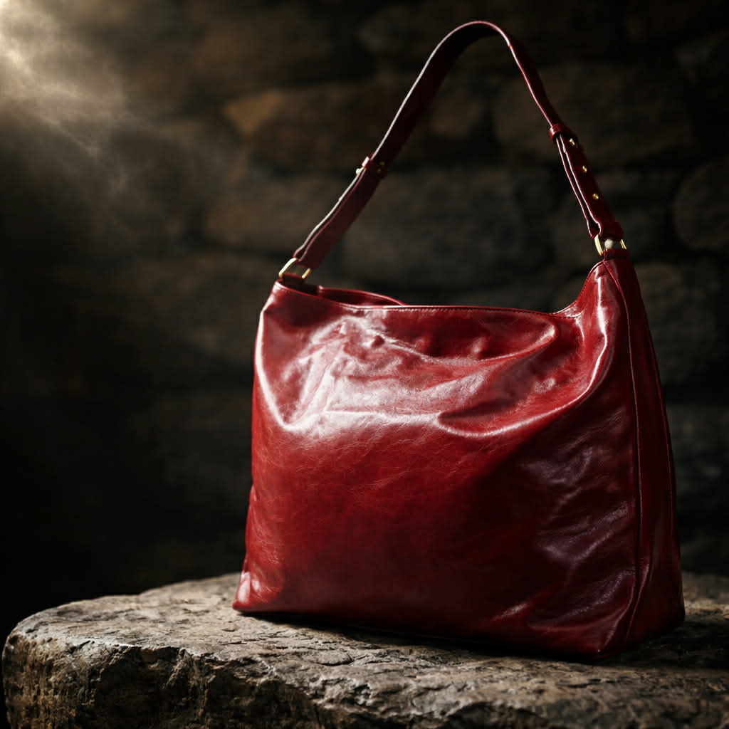 Τσάντα ώμου Μονόχρωμο Μπορντό 100% γνήσιο δέρμα