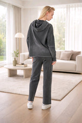 Σετ φόρμας Μονόχρωμο Γκρι σκούρο Βαμβακερό σε Άνετη γραμμή