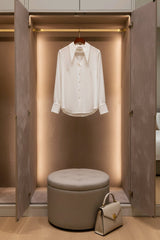 Λευκό Πουκάμισο Σατέν με ιδιαίτερο Γιακά