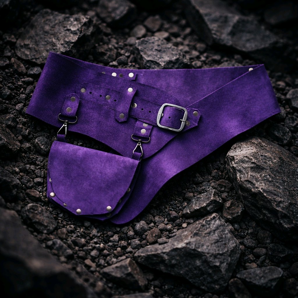 Ζώνη Μέσης με Πορτοφόλι – Suede Μωβ